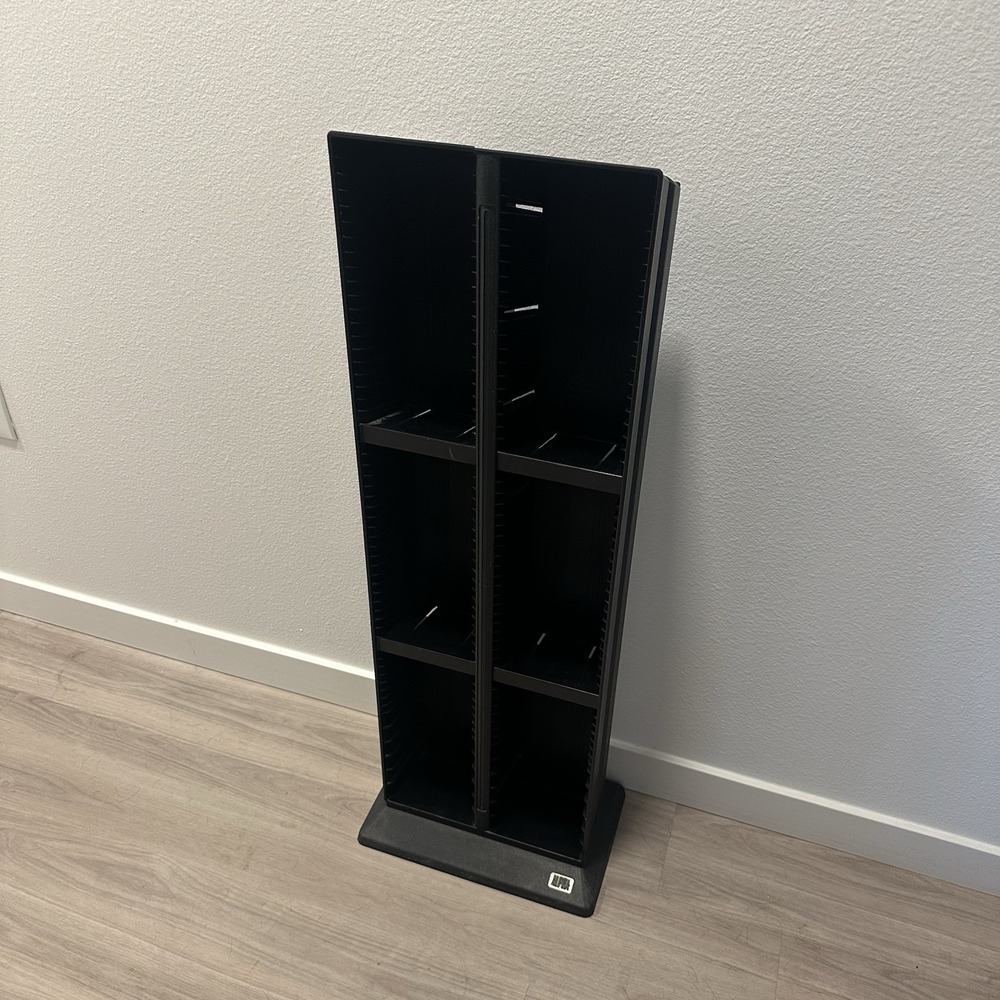 Vtg Alpha Twin Double Row Tower 120 CD Holder Compact Disc Storage Black Stand